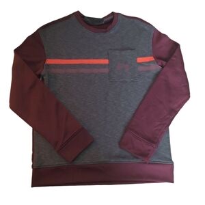 Under Armour Sweatshirt Maroon Gray Youth‎ Large Loose Fit Colorblock